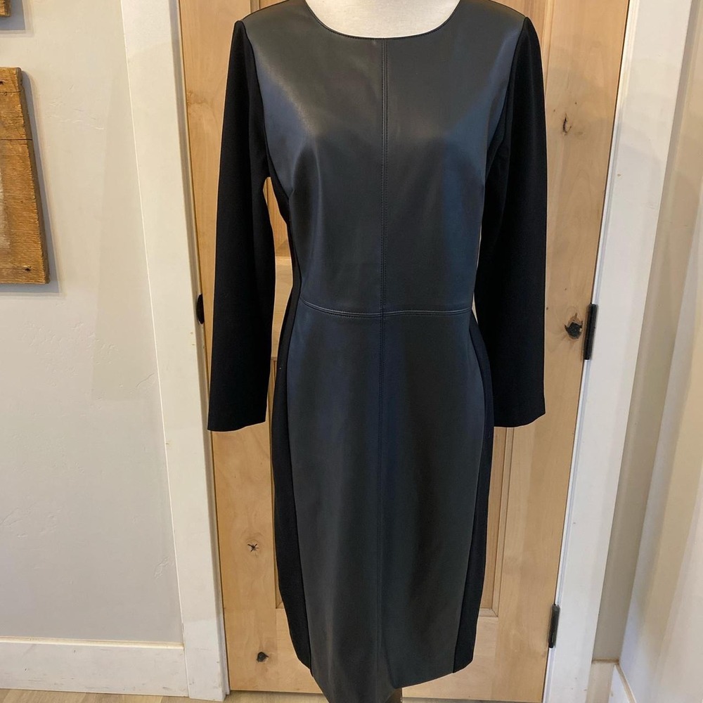 Talbots black faux leather  bodycon